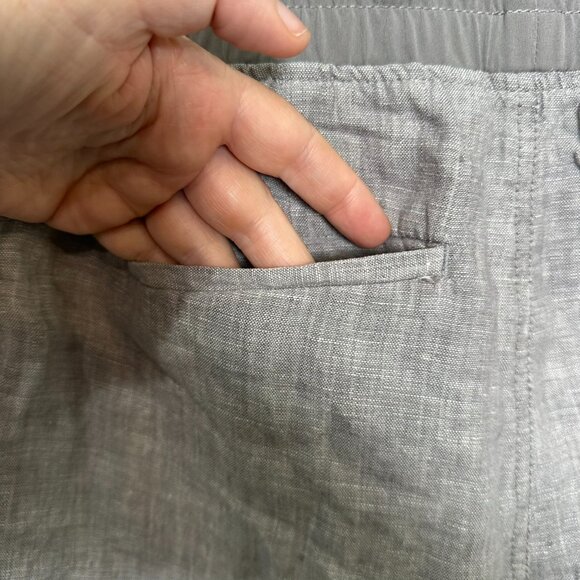 Athleta Cabo Linen Shorts Womens 8 Gray Pull On Drawstring Casual Vacation Beach - Picture 4 of 8